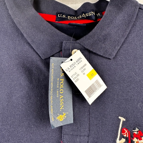 US Polo Assn Men’s Shirt navy Blue size M Blu Big Embroidered Pony 100% Cotton - Picture 8 of 10